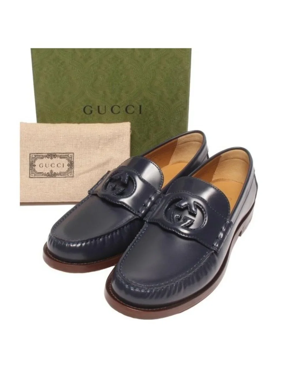 Gucci Loafers Interlocking 738470 Men's SIZE 6 1 2
